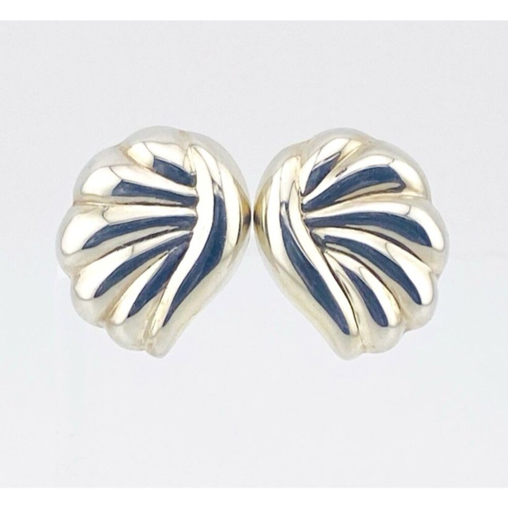 Sterling Silver Puffy Wings Clip-On Geometric Statement Earrings ca 1990s - Picture 3 of 9